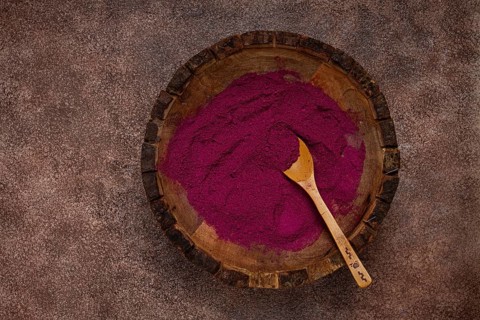 Pitaya powder, dragon fruit, freeze-dried powder, top view, no people
