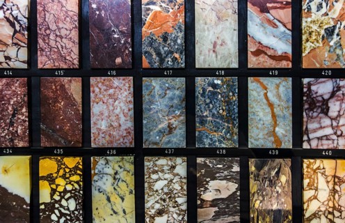 Collection of colourful marble texture samples