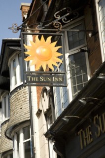 Sign for the Sun Inn, Weymouth, Dorset, England, United Kingdom, Europe