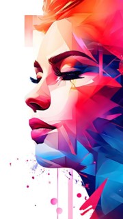 AI generated abstract portrait in vector art foundation watercolor textures with overlapping