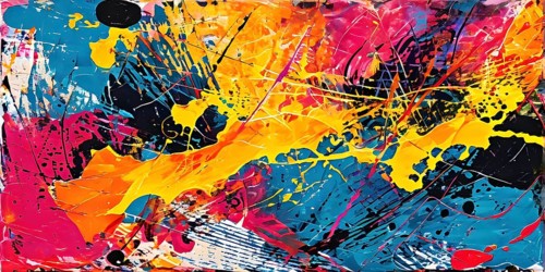 Pop art styled music album illustration featuring abstract crayon patterns and erratic lines in