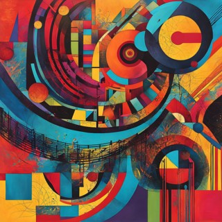 Pop art styled music album illustration featuring abstract crayon patterns and erratic lines in