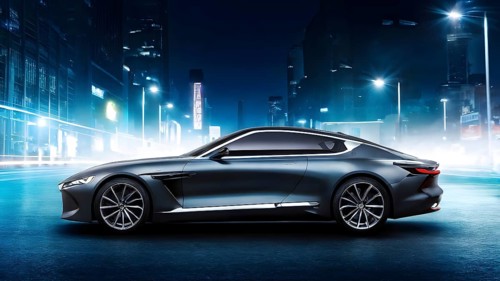 Sportscar with a body design based on the streamlined aerodynamic shape of a shark, AI generated