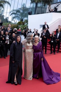 Cannes, France, 24.5.2024: Iris Berben, Andie MacDowell and Dame Helen Mirren at the premiere of La