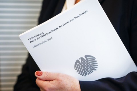 Eva Högl, Parliamentary Commissioner for the Armed Forces, holds her 2023 Annual Report in her