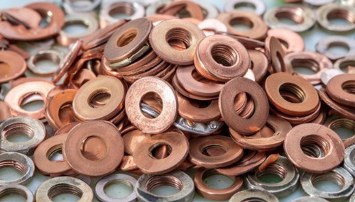 Material, metal, copper, a large quantity of copper washers