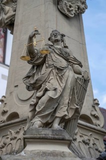 Figure of Justice, Justitia, at the four tubular fountain, 1733, Würzburg, Lower Franconia,