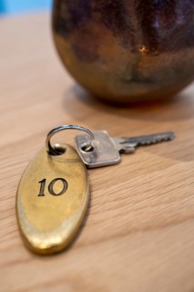 Room key, Overnight stay, Hotel Servus Gelting, Upper Bavaria, Bavaria, Germany, Europe