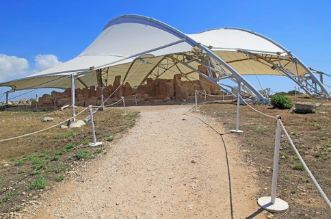 Hagar Qim neolithic megalithic prehistoric temple complex site, Malta, Europe