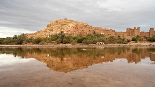 Old fortress (ksar) made of clay, Kasbah Ait Ben Haddou, UNESCO World Heritage Site, High Atlas,
