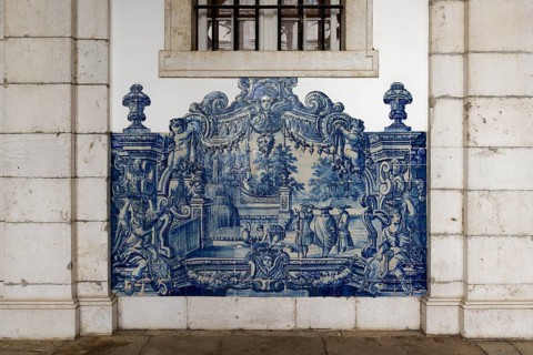 Church and Monastery of Sao Vicente de Fora, Panel of Azulejo tiles in the Cloister, Lisbon,