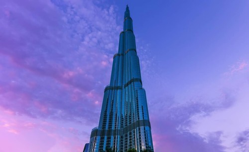Burj Khalifa skyscraper in Dubai downtown financial center, the tallest building in the world