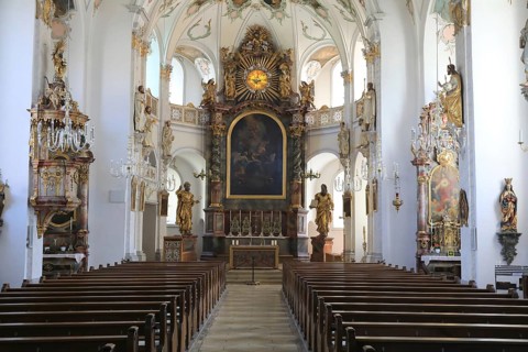 Parish Church of St Magdalena, Interior, Altar, Fürstenfeldbruck, Upper Bavaria, Bavaria, Germany,