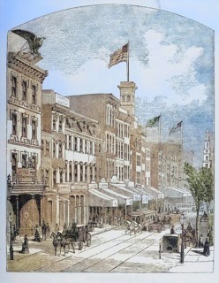 Arch Street Philadelphia Pennsylvania in the 1870s. From American Pictures Drawn With Pen And