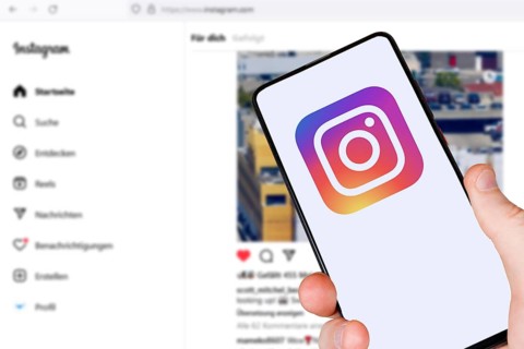Instagram Insta App Logo social media on smartphone and computer in Stuttgart, Germany, Europe