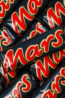 Mars chocolate bar as background