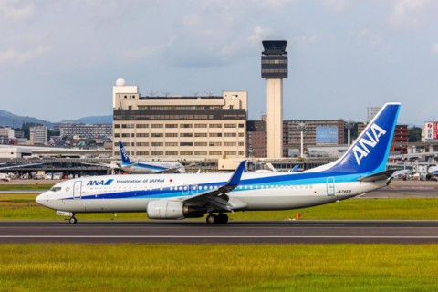 An ANA All Nippon Airways Boeing 737-800 aircraft with registration number JA74AN at Itami Airport