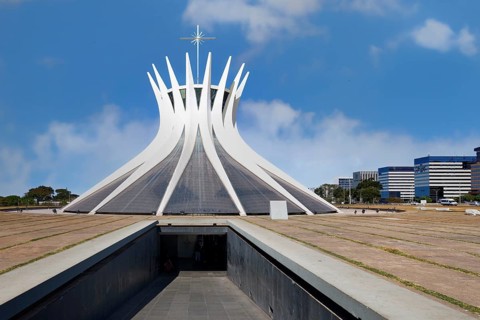 Tunnel entrance to the Roman Cathedral of Brasilia or Metropolitan Cathedral of Our Lady of