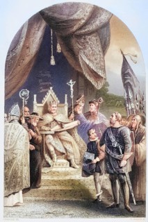 King John seals the Magna Carta at Runnymede on 15 June 1215, from The National and Domestic