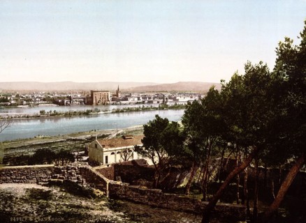 General view of Beaucaire Castle, Tarascon, Pyrenees, France, ca 1890, Historical, digitally