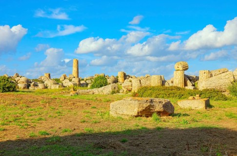 Ruins of Zeus Temple or Temple G, Selinunte Archaeological Park, Selinunte, Trapani district,