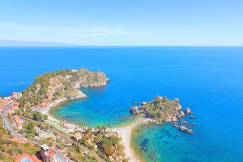 Isola Bella, high angle view, Taormina, Sicily, Italy, Europe