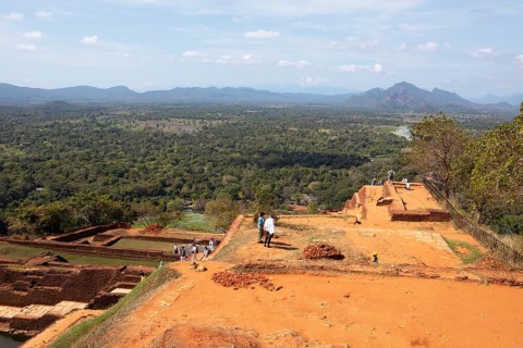 View of the jungle landscape from the Lion Rock, ruined city of Sigiriya, Central Province, Sri