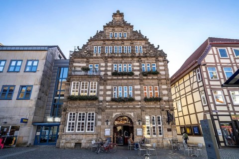 Pied Piper House in Hamelin, Lower Saxony, Germany, Europe