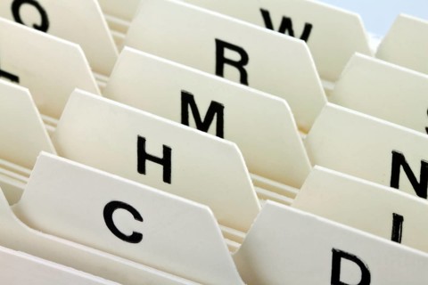 Alphabetical register for sorting index cards. Customer addresses and patient data, Vienna,