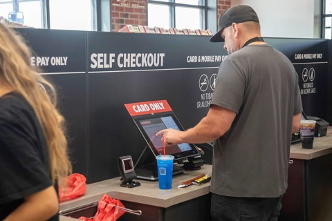 Romulus, Michigan USA, 27 August 2024, Customers were offered self checkout as Sheetz opened its