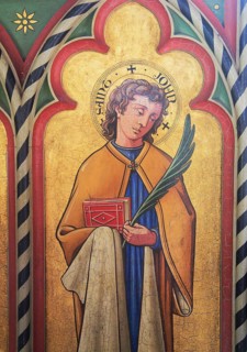 Victorian painting of Saint John, Church of Saint Mary, Uggeshall, Suffolk, England, UK