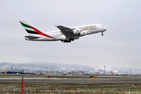 Aircraft Emirates, Airbus A380-800, A6-EON, Zurich Kloten, Switzerland, Europe