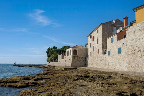 Southern city wall, Novigrad, Istria, Croatia, Europe