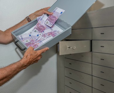 Money in a bank safe deposit box