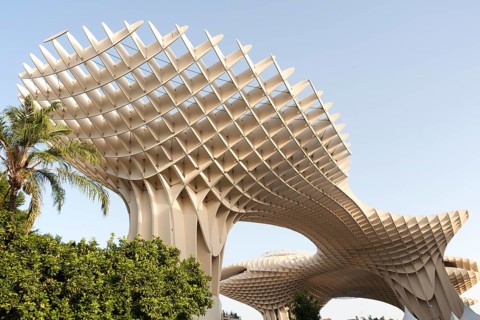 Metropol Parasol wooden structure in La Encarnación square, Seville, Spain designed by architect