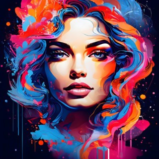 AI generated abstract portrait in vector art foundation watercolor textures with overlapping