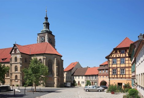 Königsberg, market square and St Mary's Church, Hassberge district, Lower Franconia, Bavaria,