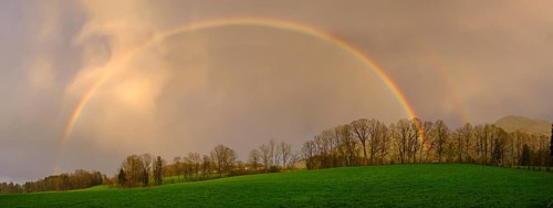 Rainbow, near Bad Heilbrunn, Upper Bavaria, Bavaria, Germany, Europe