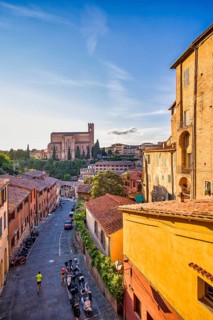 Old town in front of Basilica di San Domenico, Siena, Tuscany, Italy, Europe