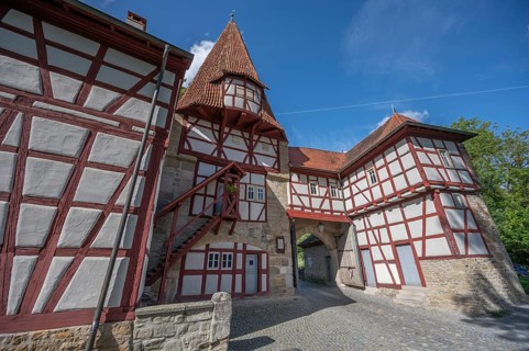 Rödelseer Tor, built in the 13th century, part of the town fortifications of Iphofen, Lower