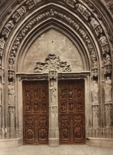 Portal, Saint-Sauveur Cathedral, Aix-en-Provence, France, c. 1890, Historic, digitally restored