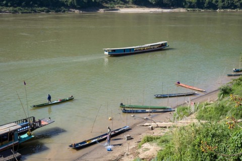 View over the Mekong at Luang Prabang, Luang Prabang province, Laos, Asia
