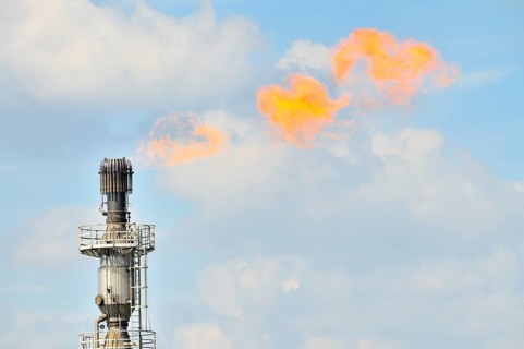Gas flare of the Schwelgern coking plant, ThyssenKrupp Stahl AG Hamborn site, Duisburg, North