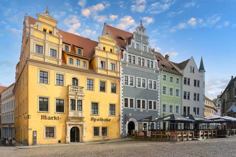 Historical Marktapotheke pharmacy, Market square, Meissen, Saxony, Germany, Europe