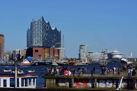 Europe, Germany, Hamburg, Elbe, harbour birthday, parade in front of the Elbe Philharmonic Hall,
