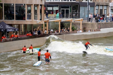 Surfing facility in the city centre of Rotterdam, Rif010, supposedly the world's first wave