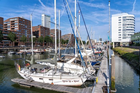 Rotterdam Marina, sports boat harbour, sailing boats, motor yachts, in the inland harbour,