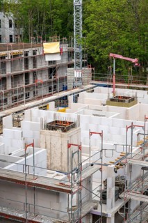 Building site, new construction of apartment blocks, shell construction, Essen, North