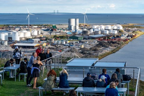 CopenHill, waste incineration plant and artificial ski slope, viewing platform, garden and