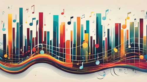 Illustration of abstract audio frequency sound wave lines, AI generated